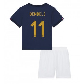 Lacne Dětský Futbalové dres Francúzsko Ousmane Dembele #11 MS 2022 Krátky Rukáv - Domáci (+ trenírky)